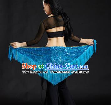 Indian Belly Dance Blue Tassel Waist Scarf Belts India Raks Sharki Waistband for Women