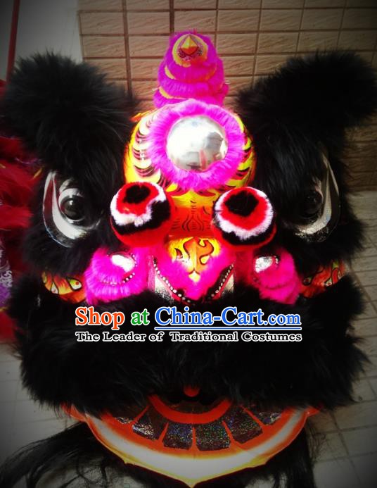 Chinese Traditional Professional Lion Dance Costumes Celebration and Parade Wool Rosy Lion Head Complete Set