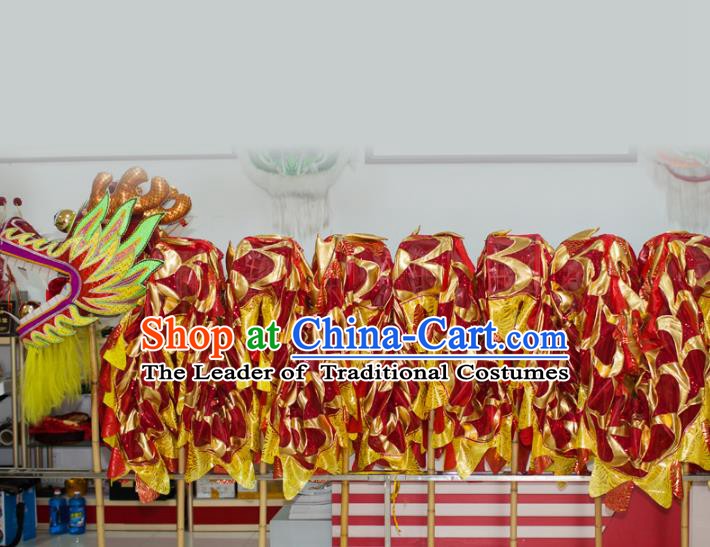 Chinese Professional Parade Red Dragon Dance Costumes Lantern Festival Celebration Dragon Props Complete Set