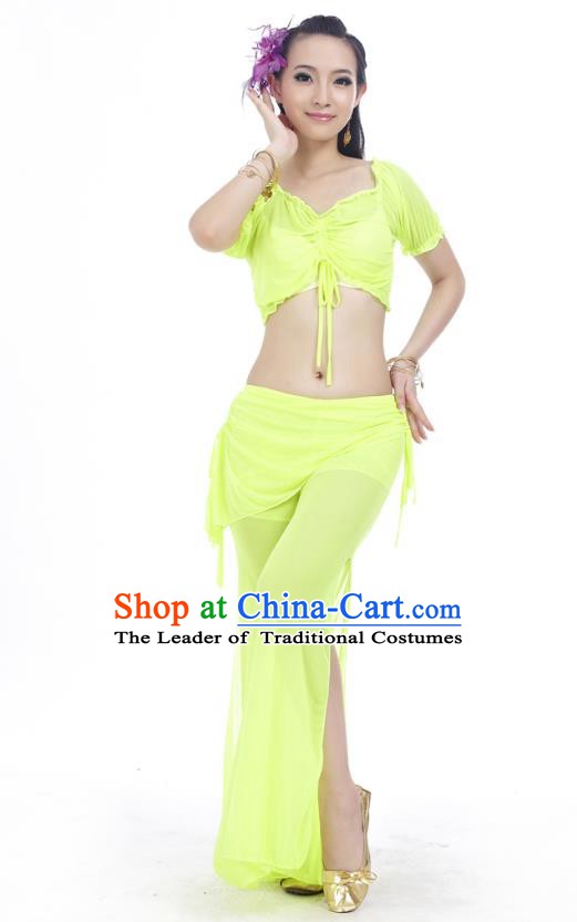 Indian Traditional Belly Dance Light Green Costume India Oriental Dance Clothing for Women