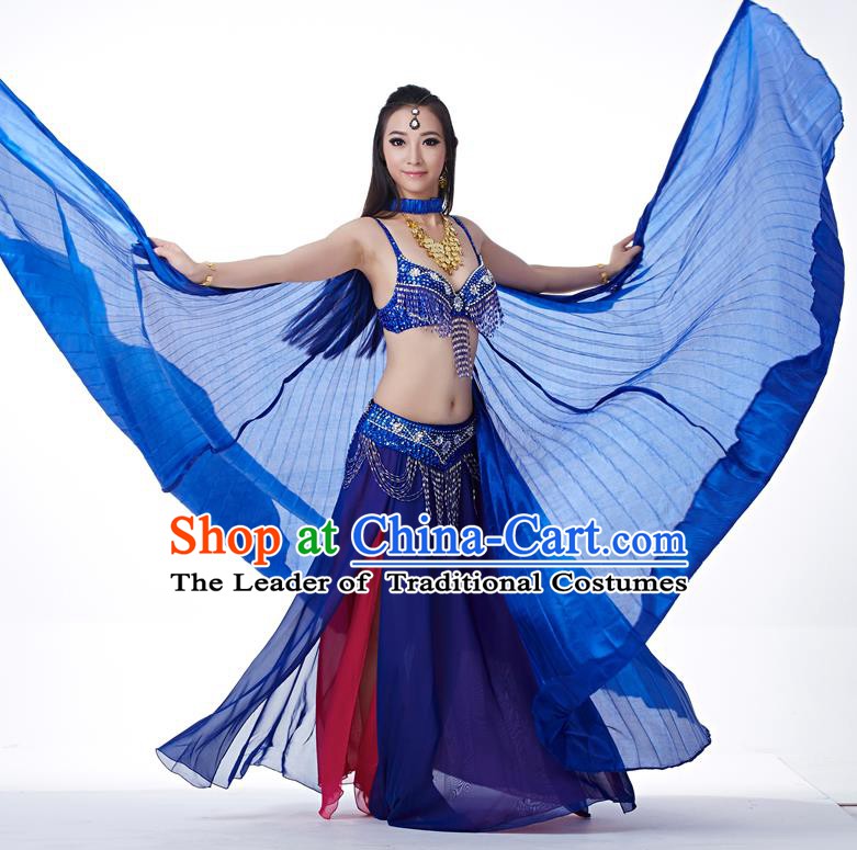 Indian Traditional Belly Dance Royalblue Wings India Raks Sharki Props for Women