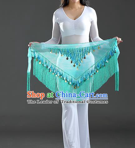 Indian Belly Dance Blue Sequin Fichu Scarf Belts India Raks Sharki Waistband for Women
