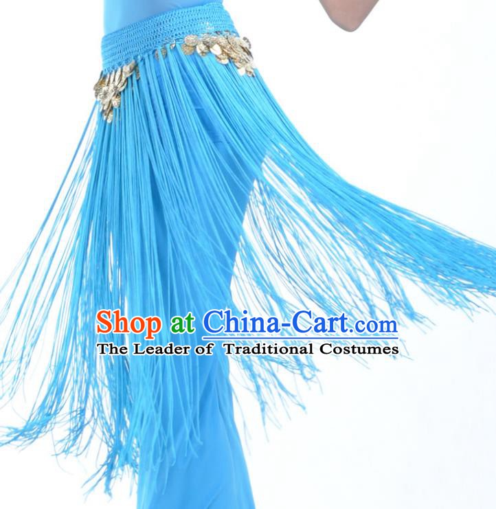 Indian Belly Dance Blue Tassel Waist Chain Belts India Raks Sharki Waistband for Women