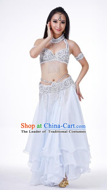 Traditional Oriental Dance Costume Indian Belly Dance Argentate Dress for Women