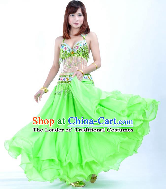 Indian Traditional Oriental Bollywood Dance Green Dress Belly Dance Costume for Women
