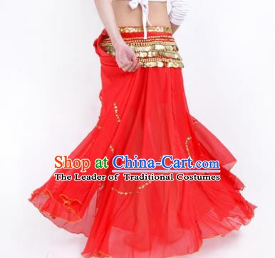 Indian Belly Dance Stage Performance Costume, India Oriental Dance Red Skirt for Women