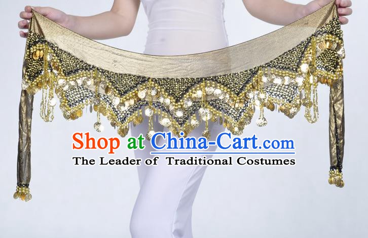 Indian Belly Dance Accessories Golden Sequin Black Waist Chain Belts India Raks Sharki Waistband for Women