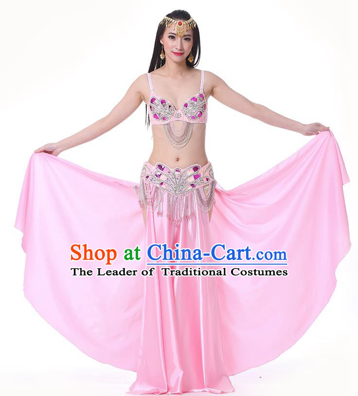 Asian Indian Belly Dance Costume Stage Performance Oriental Dance Pink Dress for Women