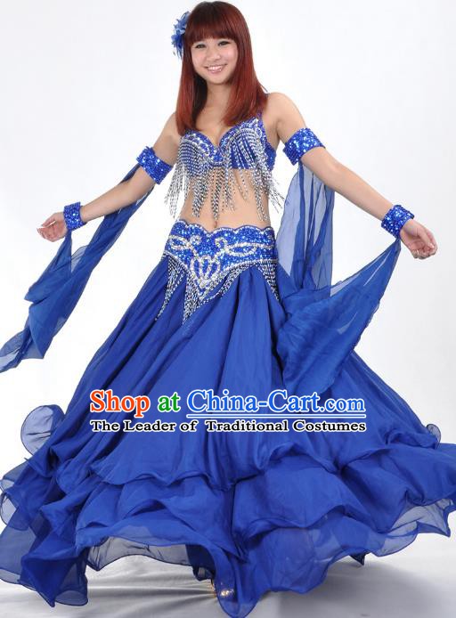Asian Indian Traditional Oriental Dance Royalblue Dress Belly Dance Stage Performance Costume for Women