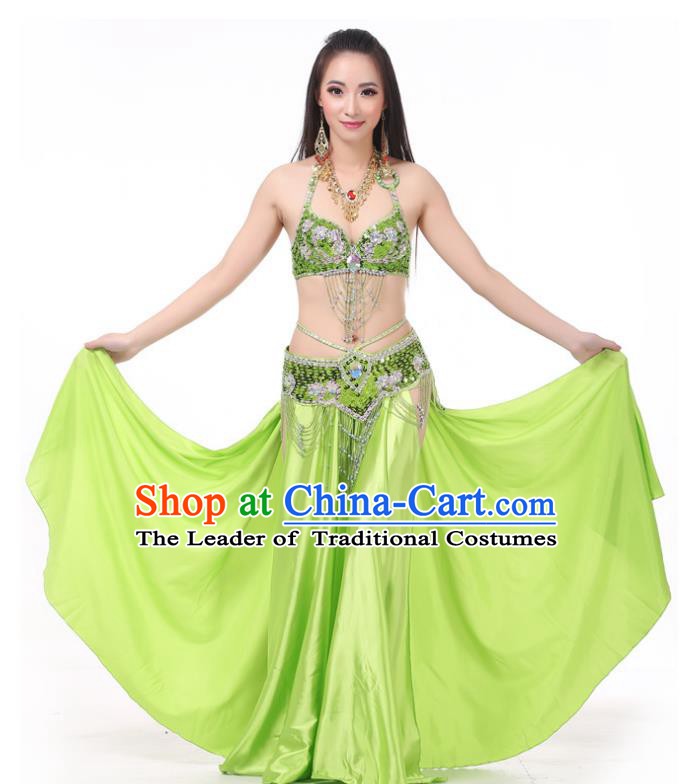 Asian Indian Traditional Costume Oriental Dance Light Green Dress Belly Dance Stage Performance Clothing for Women