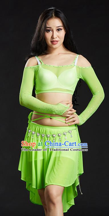Indian Belly Dance Green Dress Classical Traditional Oriental Dance Performance Costume for Women