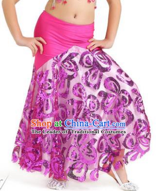 Top Indian Belly Dance Children Rosy Skirt India Traditional Oriental Dance Performance Costume for Kids