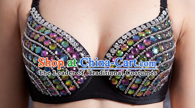 Indian Traditional Belly Dance Colorful Crystal Brassiere Oriental Dance Costume for Women
