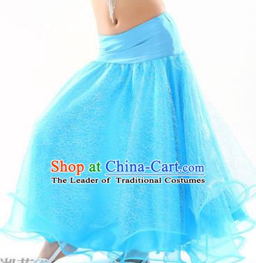 Indian Traditional Belly Dance Performance Costume Blue Skirt Classical Oriental Dance Clothing for Kids