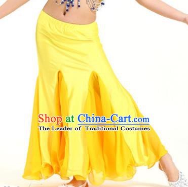 Asian Indian Belly Dance Yellow Fishtail Skirt Stage Performance Oriental Dance Clothing for Kids
