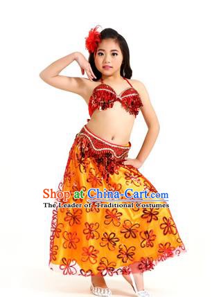Traditional Indian Children Belly Dance Red Dress Raks Sharki Oriental Dance Clothing for Kids