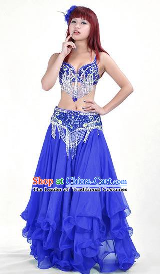 Traditional Bollywood Belly Dance Blue Dress Indian Oriental Dance Costume for Women