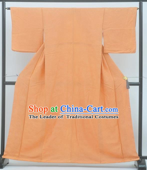 Japan Traditional Costume Yukata Dress Japanese Orange Furisode Kimono for Women