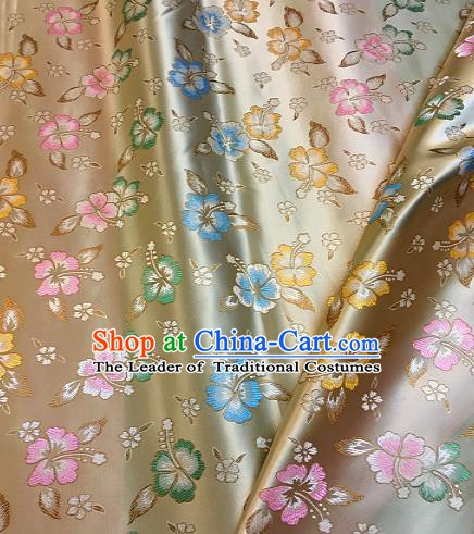 Chinese Traditional Fabric Tang Suit Flowers Pattern Beige Brocade Chinese Fabric Asian Cheongsam Material