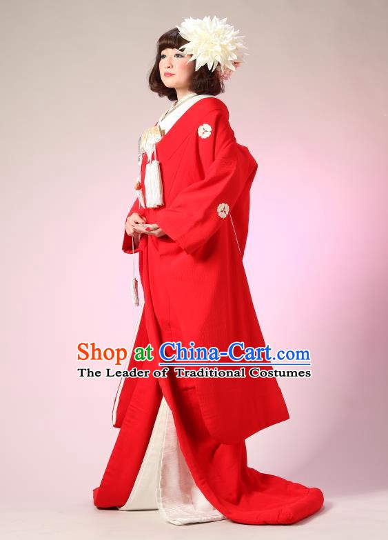 Traditional Asian Japan Geisha Costume Japanese Wedding Red Yukata Dress Furisode Kimono for Women