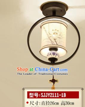 Asian China Traditional Handmade Lantern Painting Lotus Ceiling Lamp Ancient Palace Lanern