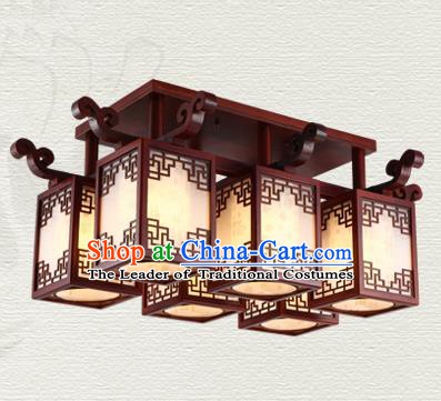 China Traditional Handmade Wood Lantern Six-pieces Palace Lanterns Ceiling Lamp Ancient Lanern