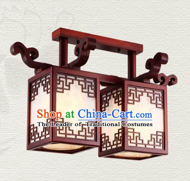 China Traditional Handmade Wood Lantern Two-pieces Palace Lanterns Ceiling Lamp Ancient Lanern