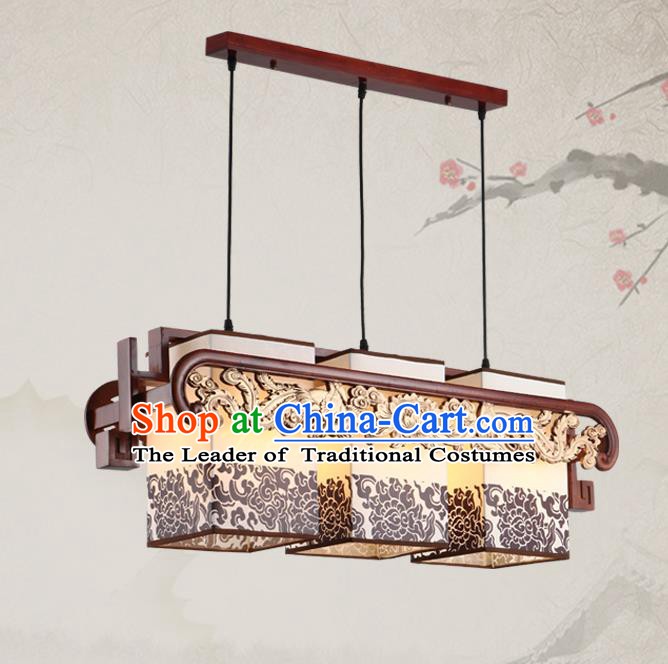 China Traditional Handmade Ancient Three-pieces Lantern Palace Phoenix Hanging Lanterns Ceiling Lamp