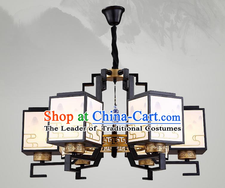 Traditional China Handmade Lantern Ancient Six-Lights Hanging Lanterns Palace Ceiling Lamp