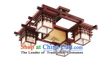 China Handmade Ceiling Lantern Traditional Wood Lanterns Palace Four-Lights Lamp
