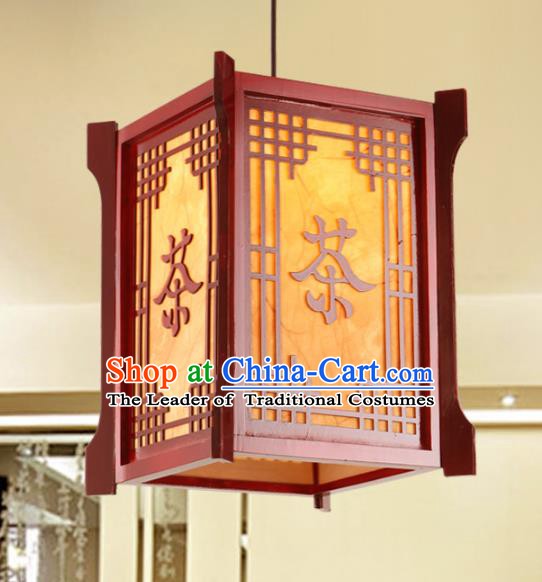Chinese Handmade Wood Tea Lantern Traditional Palace Ceiling Lamp Ancient Hanging Lanterns