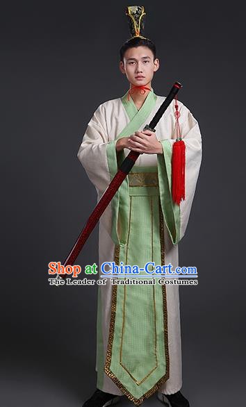 China Ancient Han Dynasty Swordsman Costume Theatre Performances Knight Clothing for Men