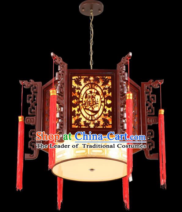 Chinese Handmade Wood Pierced Lantern Traditional Palace Ceiling Lamp Ancient Lanterns
