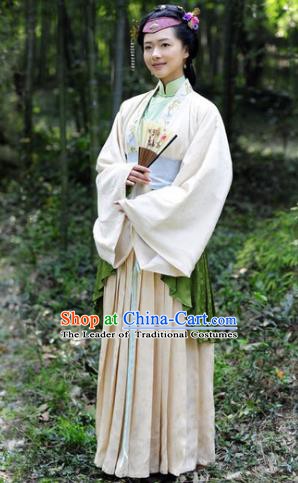 Chinese Ancient Qing Dynasty Courtesan Liu Rushi Hanfu Dress Historical Costume for Women