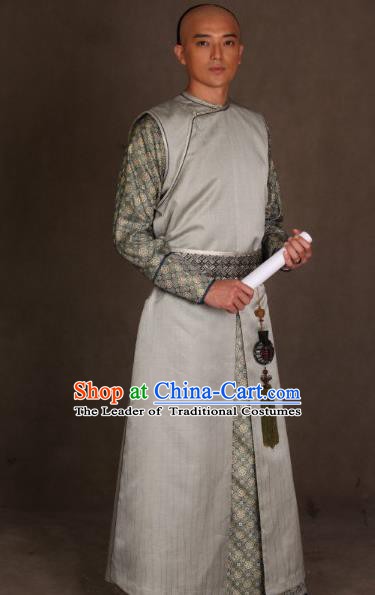 Chinese Ancient Qing Dynasty Manchu Clothing Prince of Qianlong Embroidered Costume for Men
