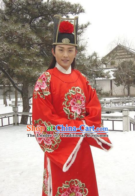 Traditional Chinese Ancient Ming Dynasty Chancellor Embroidered Replica Costume for Men