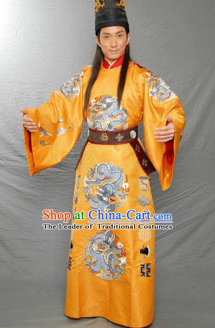 Traditional Chinese Ancient Ming Dynasty Jianwen Emperor Zhu Yunwen Imperial Robe Replica Costume for Men
