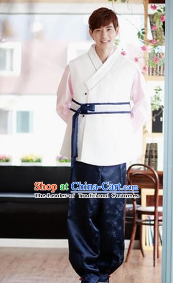 Asian Korean Palace Traditional Wedding Embroidered Hanbok Ancient Bridegroom Costumes for Men
