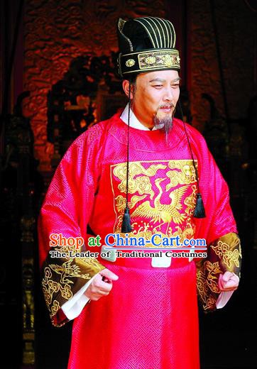 Traditional Chinese Ming Dynasty Ancient Cabinet Minister Zhang Juzheng Costume for Men
