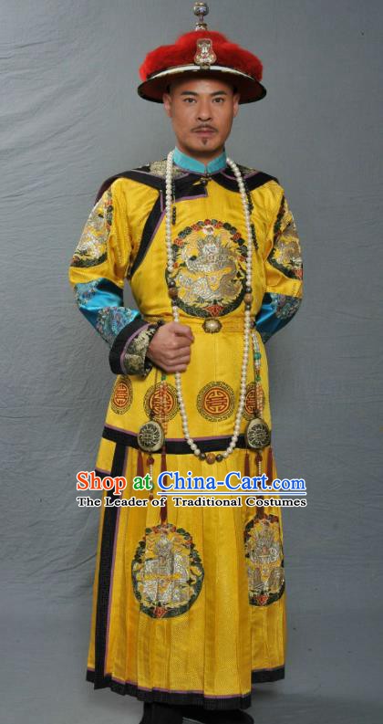 Chinese Ancient Qing Dynasty Manchu Four Prince Yinzhen Replica Costume Emperor Yongzheng Imperial Robe for Men