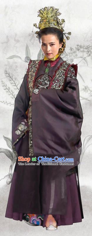 Chinese Ancient Ming Dynasty Palace Concubine Dowager Embroidered Dress Costume for Women