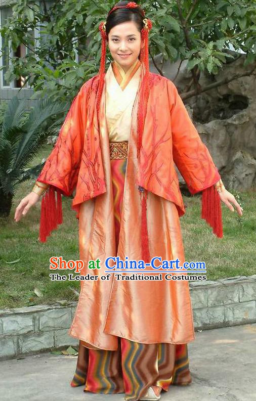 Ancient Chinese Ming Dynasty Female Knight-errant Red Dress Swordswoman Replica Costume for Women