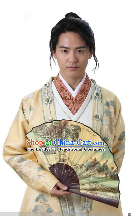 Ancient Chinese Song Dynasty Nobility Childe Swordsman Replica Costume for Men