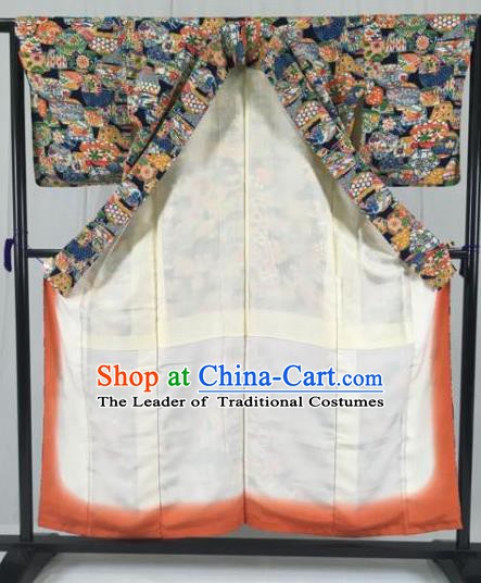 Japanese Traditional Printing Kimono Ancient Yukata Robe Wafuku Hakama Haori Clothing for Men