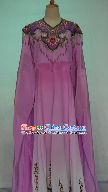 China Traditional Beijing Opera Actress Embroidered Purple Dress Chinese Peking Opera Princess Costume