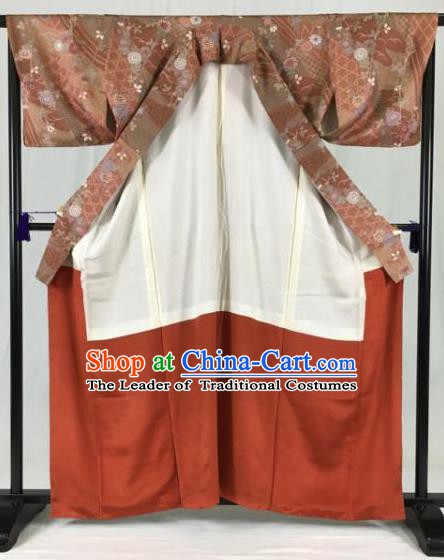 Asian Japan Palace Printing Kimono Ancient Yukata Dress Formal Costume Furisode Kimonos for Women