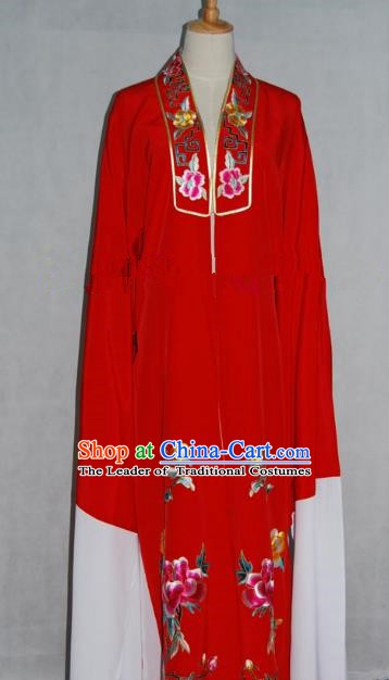 China Beijing Opera Niche Embroidered Peony Red Cape Chinese Traditional Peking Opera Scholar Costume for Adults