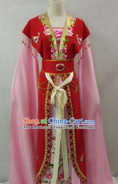 Traditional China Beijing Opera Young Lady Embroidered Red Dress Chinese Peking Opera Diva Costume