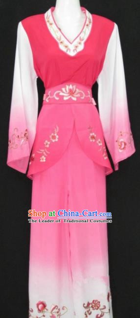 Traditional China Beijing Opera Young Lady Pink Dress Chinese Peking Opera Maidservants Costume