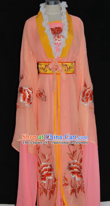 Traditional Chinese Beijing Opera Diva Orange Dress Peking Opera Princess Embroidered Costume